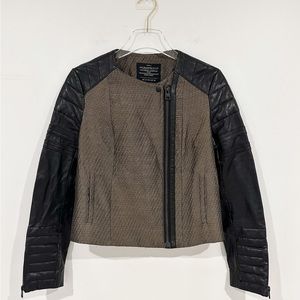 All Saints Abel Real Leather and Italian Cloth Jacket Size 6
